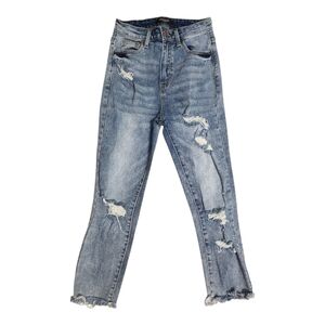 American Bazi Light Blue Distressed Cropped Jeans